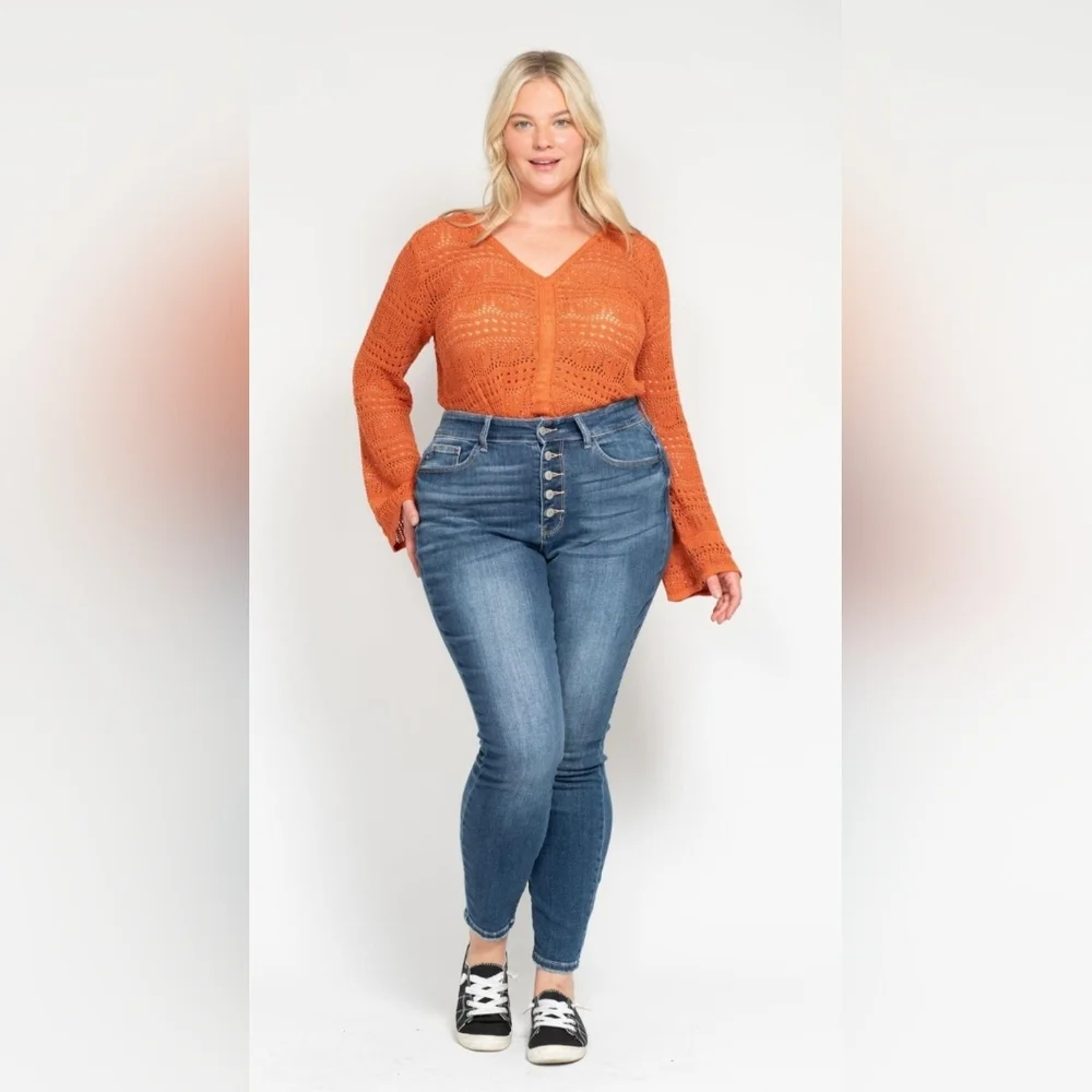 Judy Blue High Rise Medium Wash Button Fly Skinny Jeans Stretch Various NEW